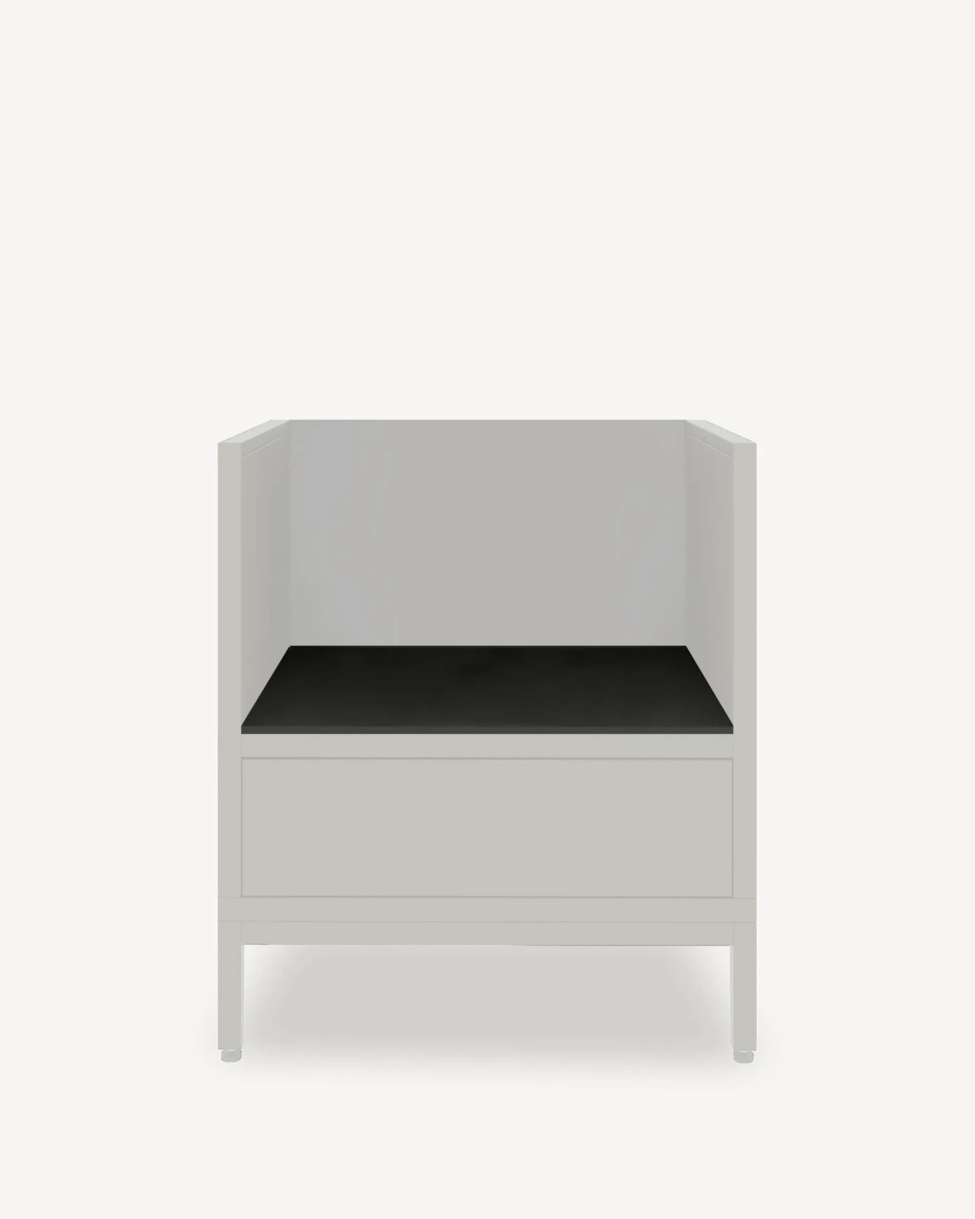 Pilotis-module voor kamado met zwart blad en grijze front, packshot op witte achtergrond