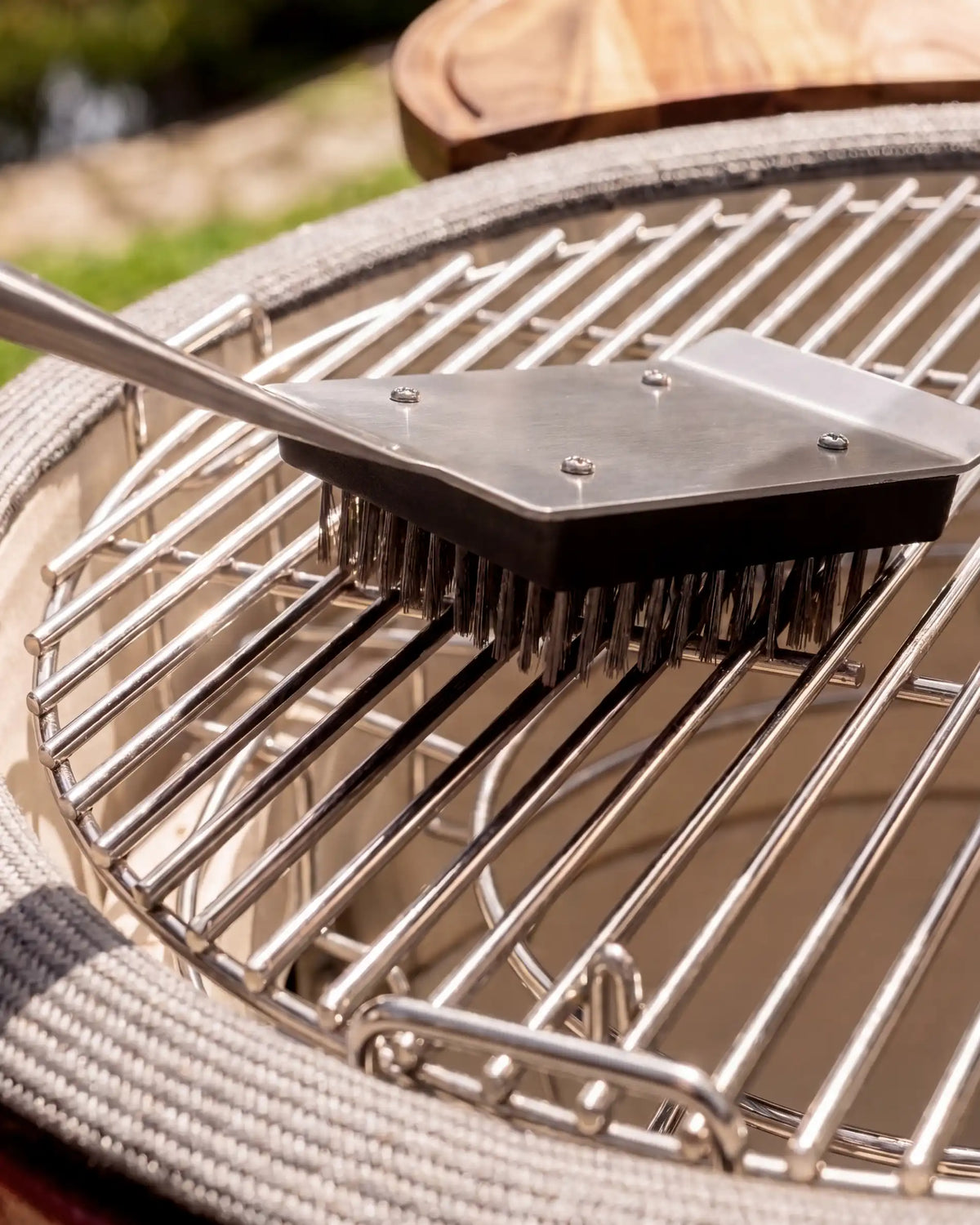 Kokko acacia roestvrijstalen borstel voor het reinigen van het grillrooster