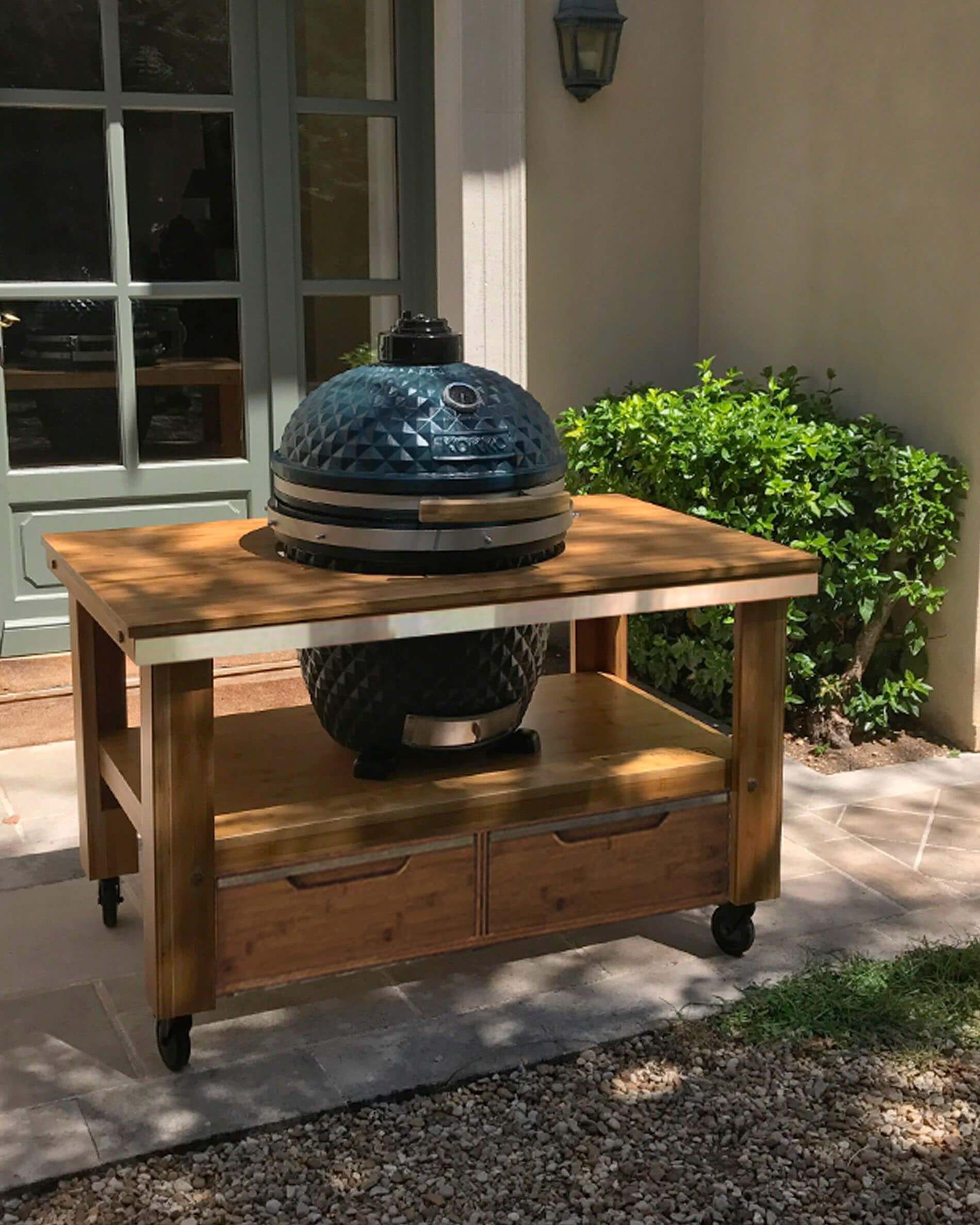 Houten trolley met lades