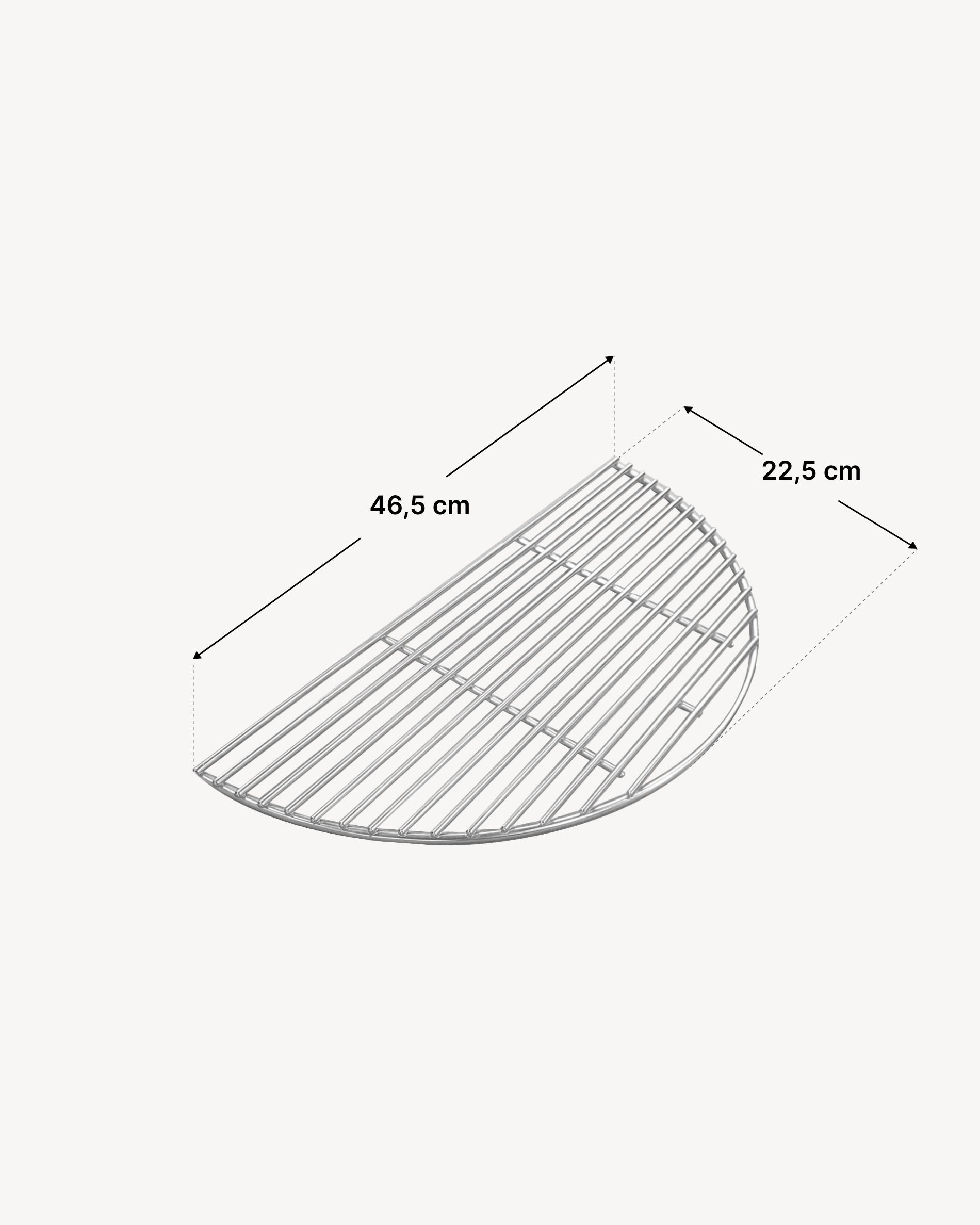 Afmetingen halve roestvrijstalen grill Kokko XL