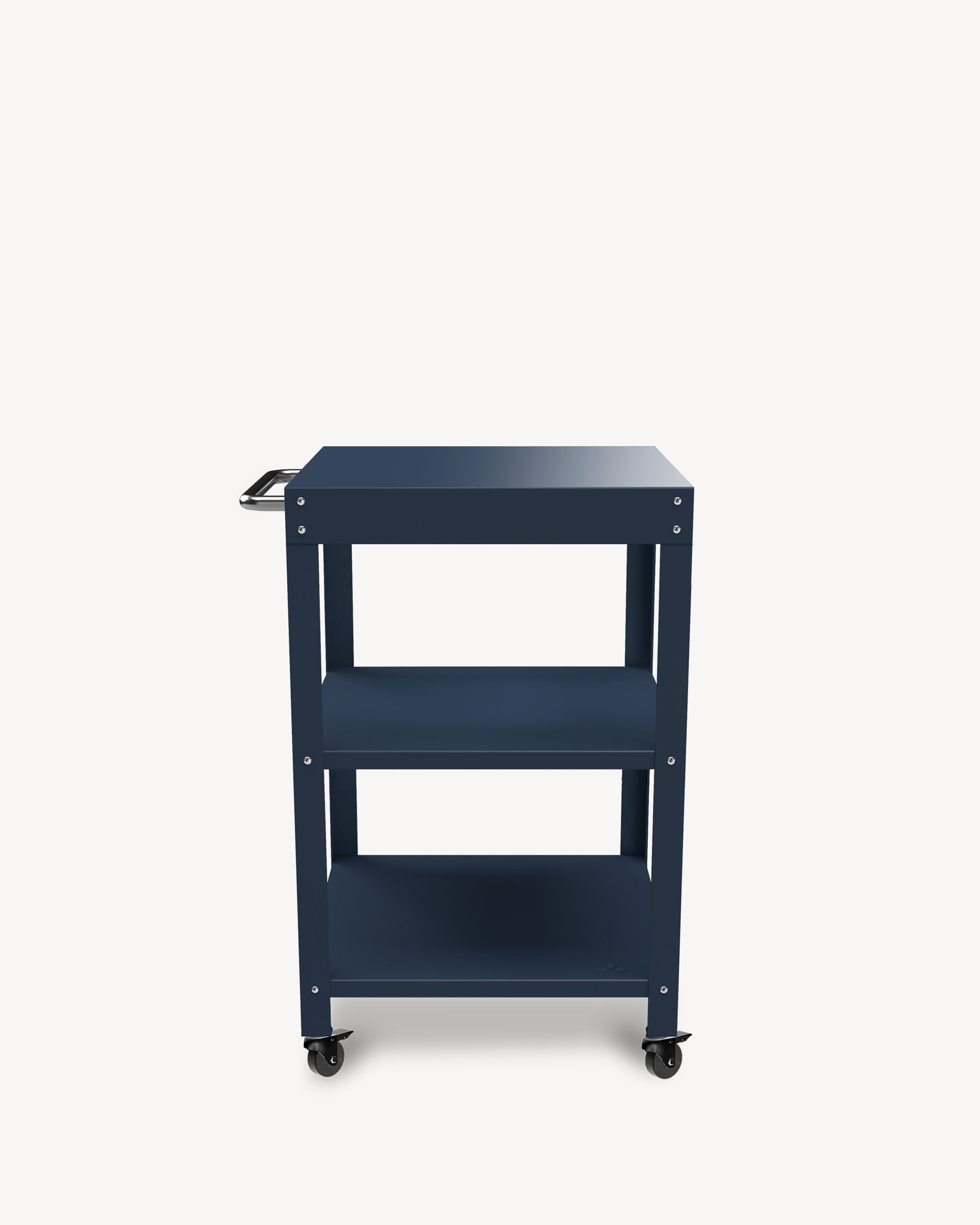 Metalen bijzettafel met donkerblauw blad