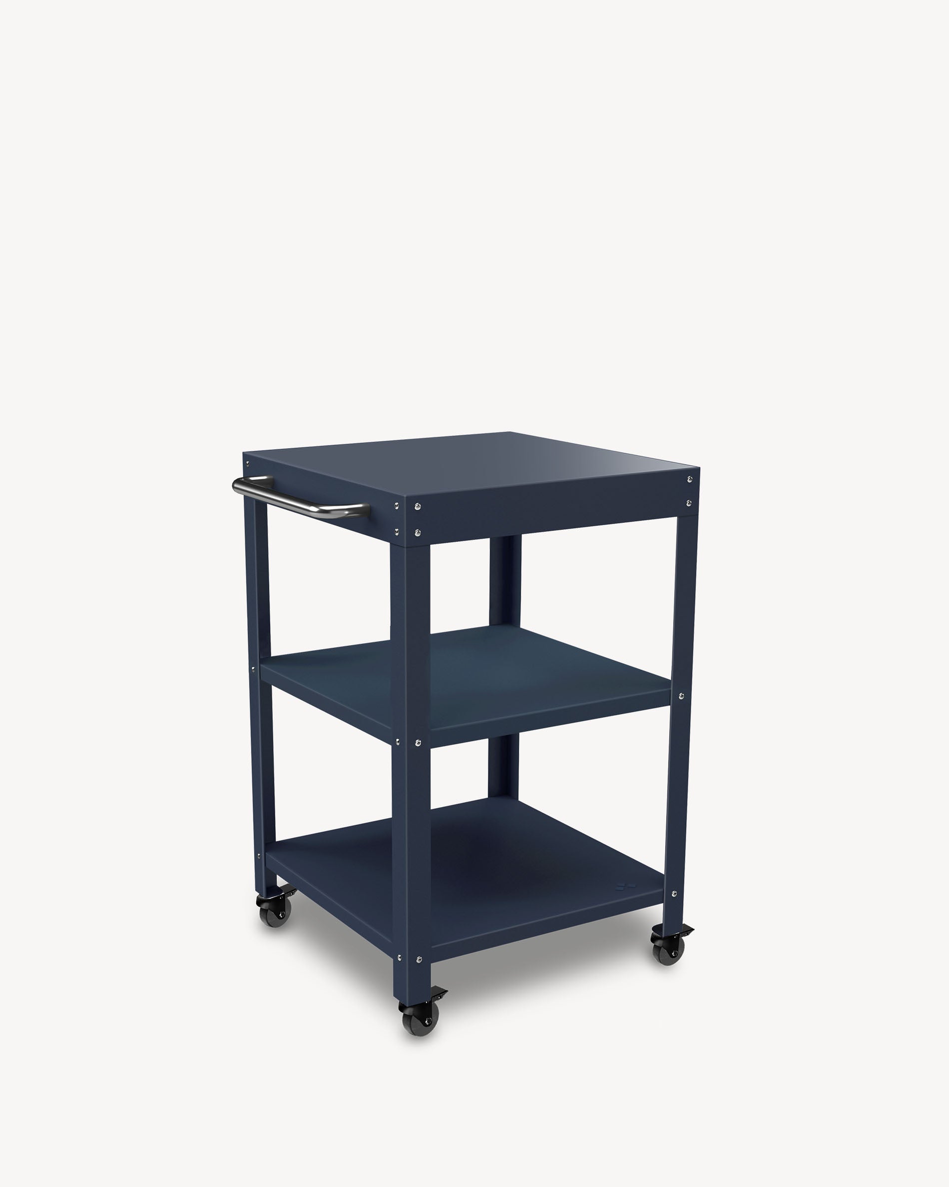 Metalen bijzettafel met donkerblauw blad
