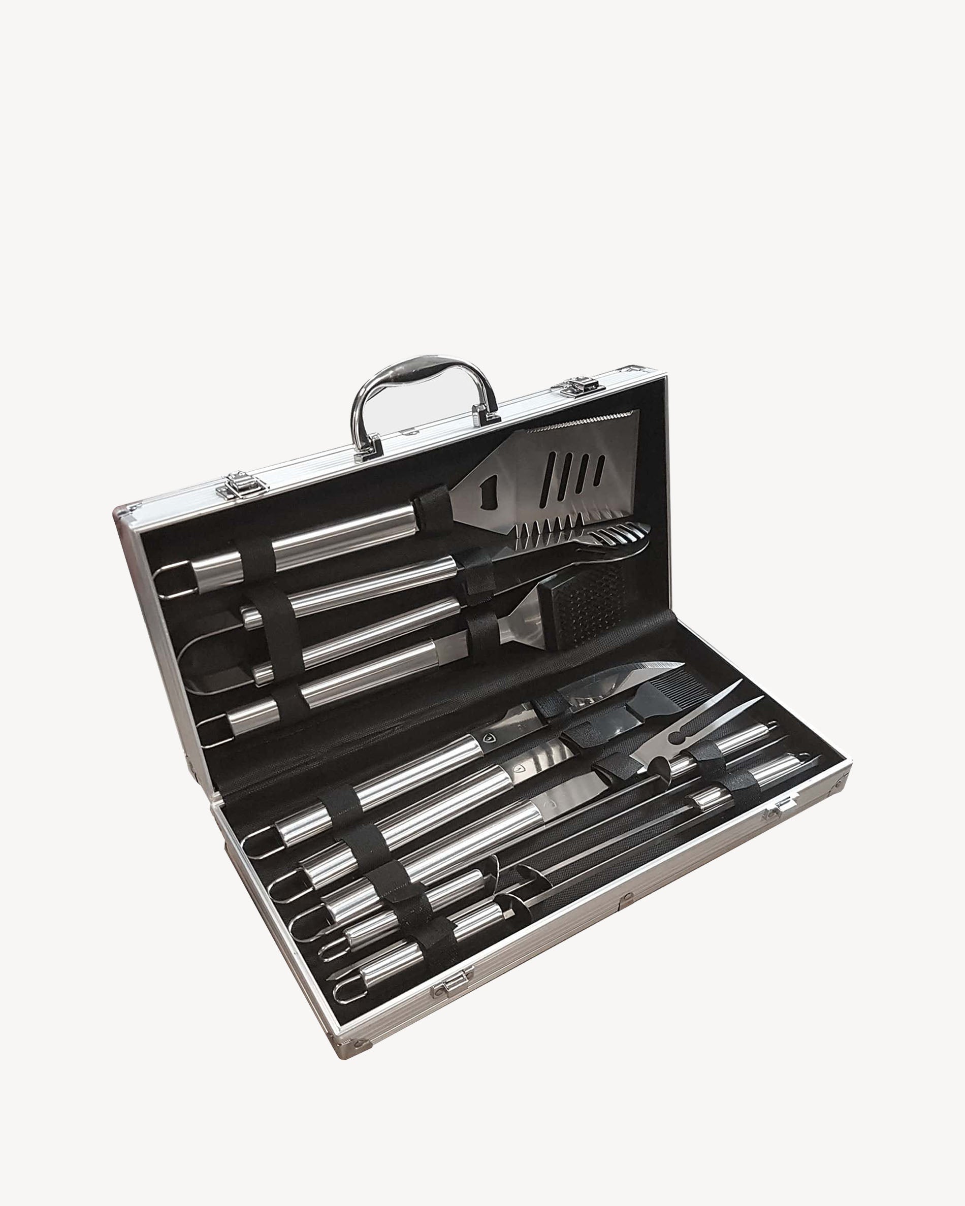 Koffer met 10 roestvrijstalen accessoires