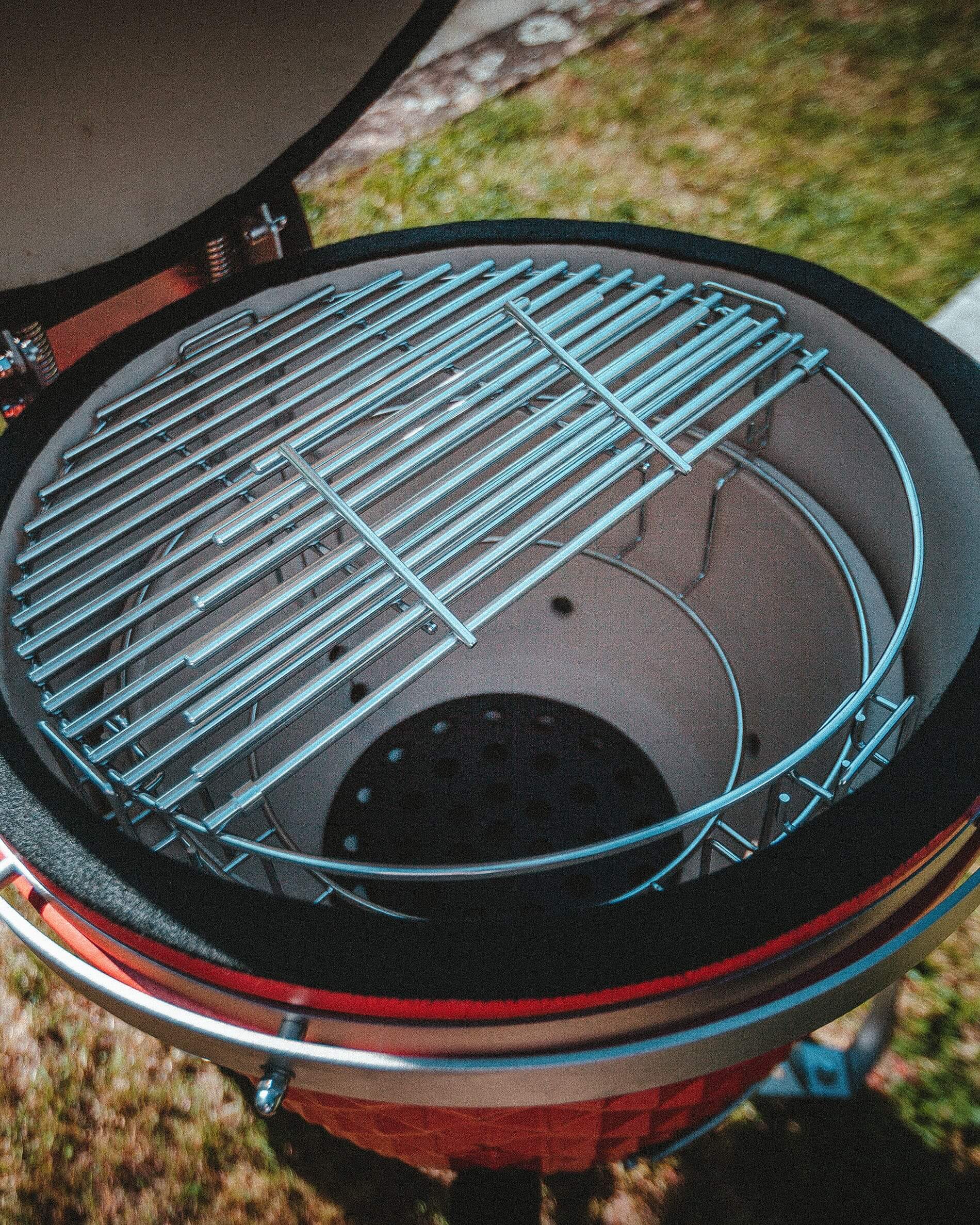 Roestvrijstalen grillroosterhouder voor kamado.